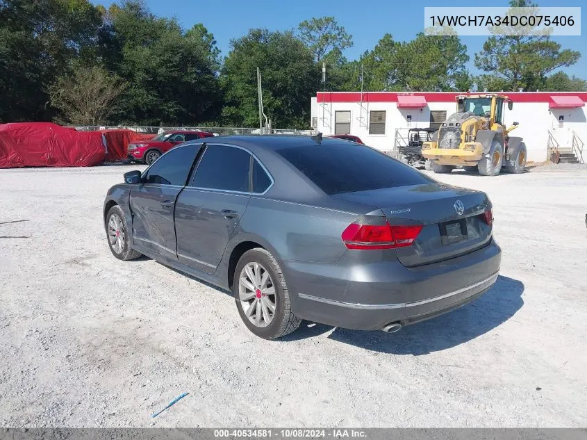 2013 Volkswagen Passat Sel VIN: 1VWCH7A34DC075406 Lot: 40534581