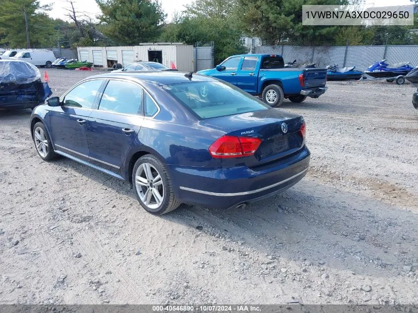 2013 Volkswagen Passat 2.0L Tdi Se VIN: 1VWBN7A3XDC029650 Lot: 40546890