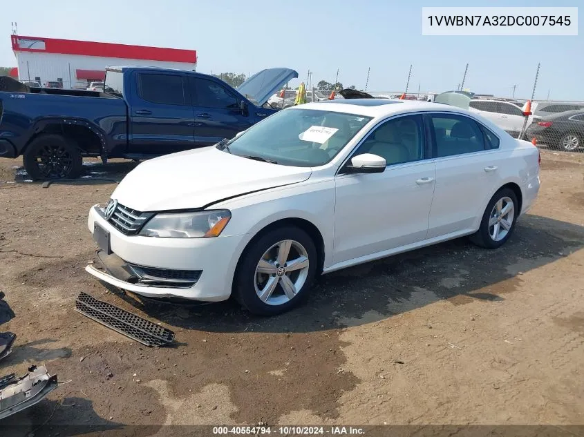 2013 Volkswagen Passat 2.0L Tdi Se VIN: 1VWBN7A32DC007545 Lot: 40554794