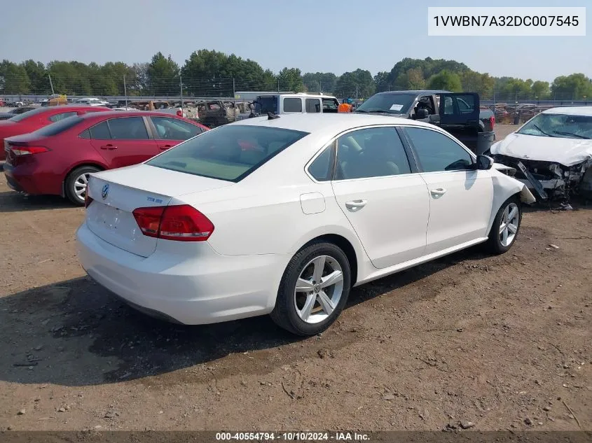 2013 Volkswagen Passat 2.0L Tdi Se VIN: 1VWBN7A32DC007545 Lot: 40554794