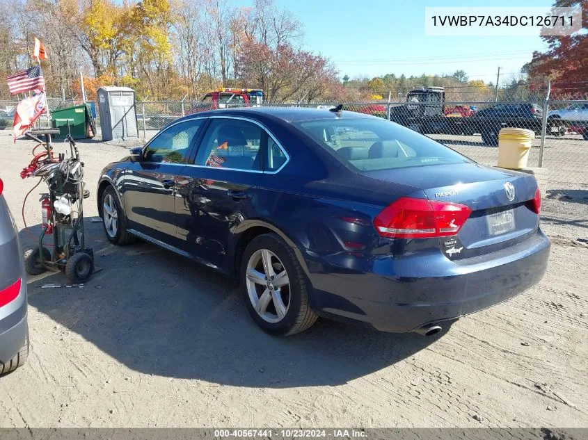 2013 Volkswagen Passat 2.5L Se VIN: 1VWBP7A34DC126711 Lot: 40567441