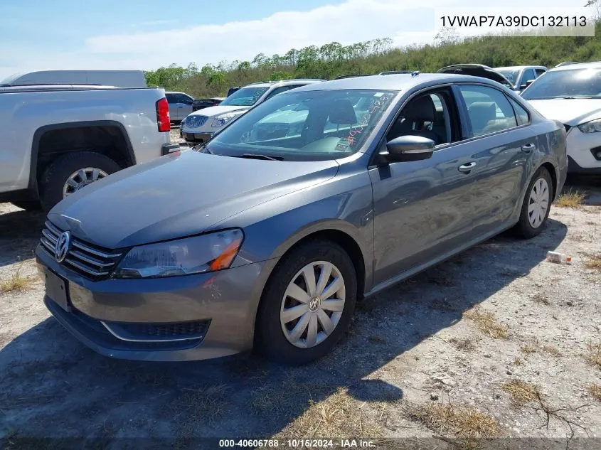 2013 Volkswagen Passat 2.5L S VIN: 1VWAP7A39DC132113 Lot: 40606788