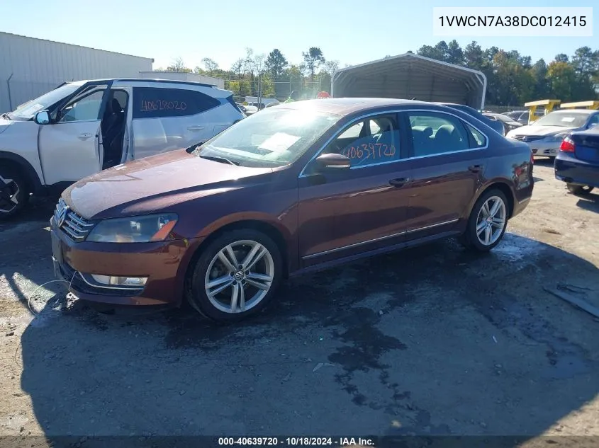 2013 Volkswagen Passat 2.0L Tdi Sel Premium VIN: 1VWCN7A38DC012415 Lot: 40639720