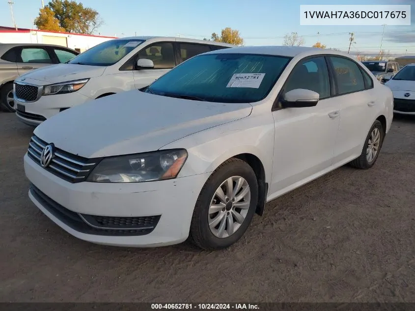 2013 Volkswagen Passat 2.5L S VIN: 1VWAH7A36DC017675 Lot: 40652781