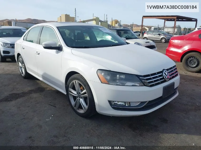 1VWBM7A38DC008184 2013 Volkswagen Passat 3.6L V6 Se