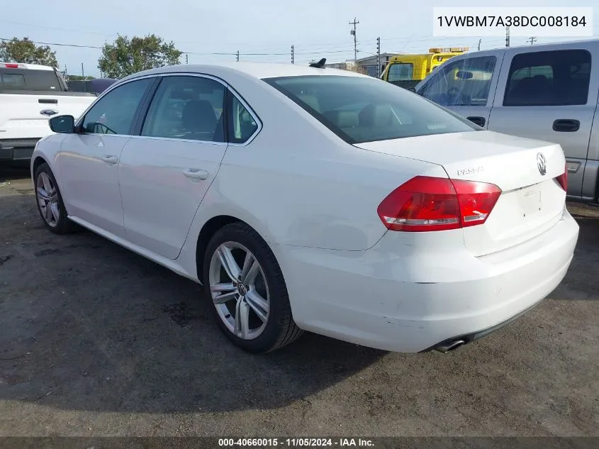 1VWBM7A38DC008184 2013 Volkswagen Passat 3.6L V6 Se