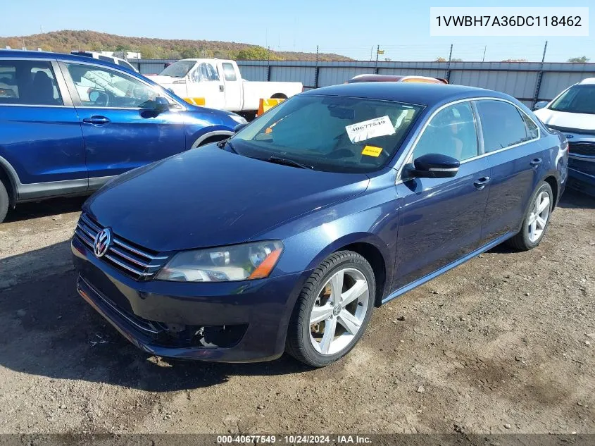 2013 Volkswagen Passat 2.5L Se VIN: 1VWBH7A36DC118462 Lot: 40677549