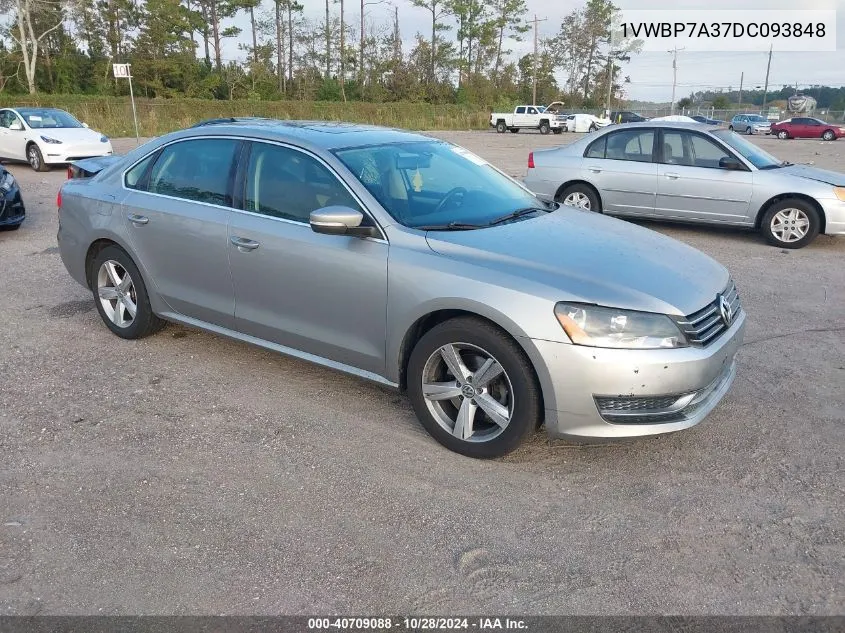 2013 Volkswagen Passat 2.5L Se VIN: 1VWBP7A37DC093848 Lot: 40709088