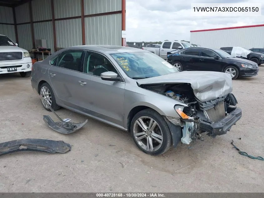 2013 Volkswagen Passat 2.0L Tdi Sel Premium VIN: 1VWCN7A3XDC065150 Lot: 40728168