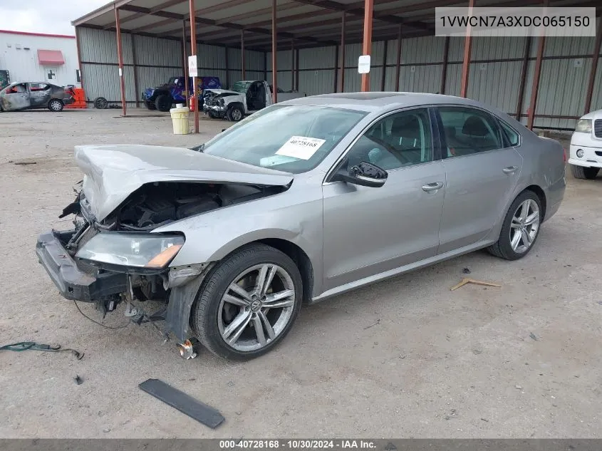 2013 Volkswagen Passat 2.0L Tdi Sel Premium VIN: 1VWCN7A3XDC065150 Lot: 40728168