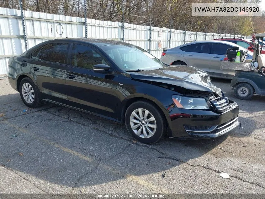 2013 Volkswagen Passat 2.5L Wolfsburg Edition VIN: 1VWAH7A32DC146920 Lot: 40729702