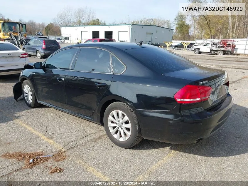 2013 Volkswagen Passat 2.5L Wolfsburg Edition VIN: 1VWAH7A32DC146920 Lot: 40729702