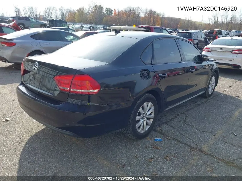 2013 Volkswagen Passat 2.5L Wolfsburg Edition VIN: 1VWAH7A32DC146920 Lot: 40729702