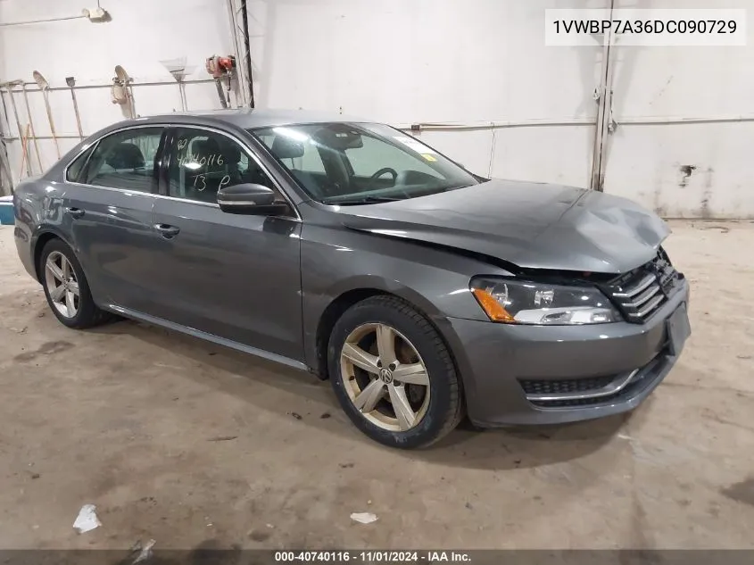 2013 Volkswagen Passat 2.5L Se VIN: 1VWBP7A36DC090729 Lot: 40740116