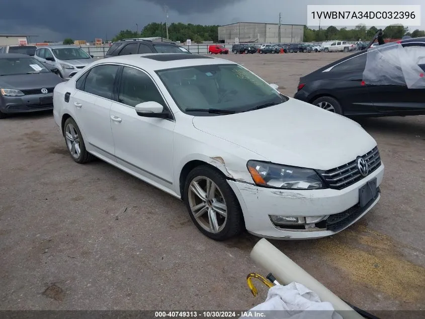 2013 Volkswagen Passat 2.0L Tdi Se VIN: 1VWBN7A34DC032396 Lot: 40749313