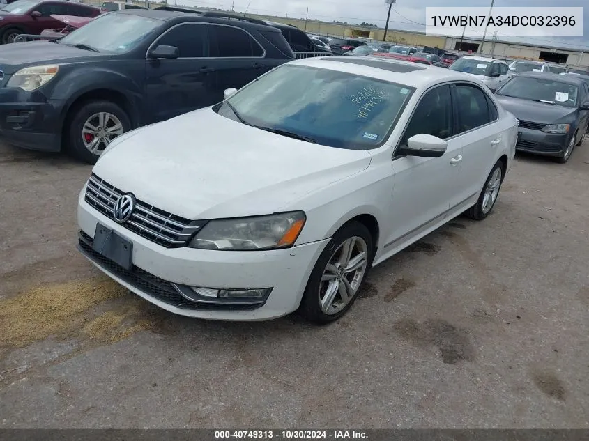 1VWBN7A34DC032396 2013 Volkswagen Passat 2.0L Tdi Se