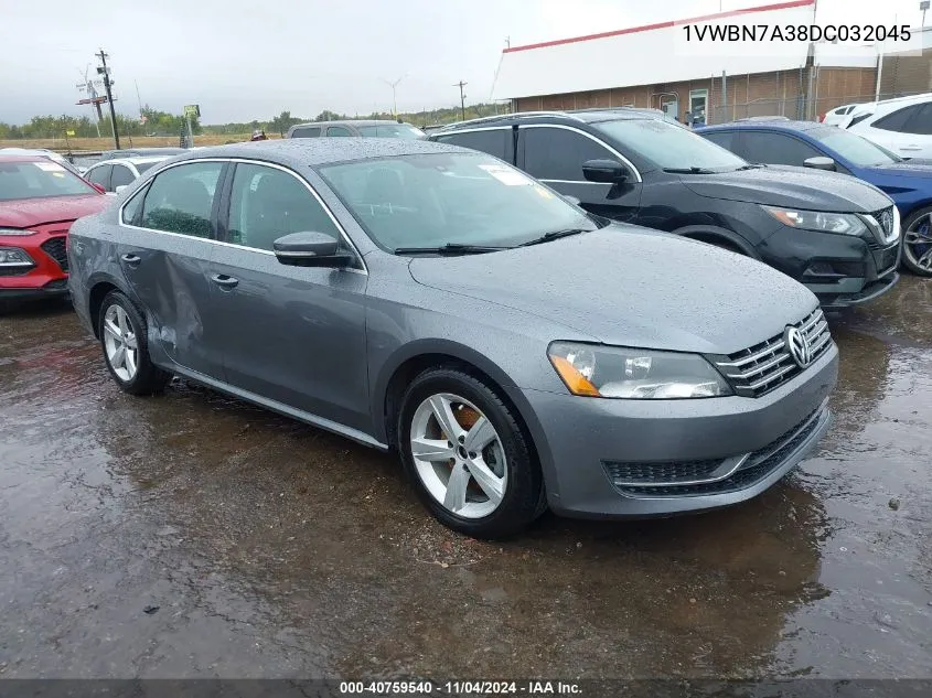 2013 Volkswagen Passat 2.0L Tdi Se VIN: 1VWBN7A38DC032045 Lot: 40759540