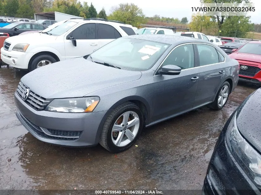 2013 Volkswagen Passat 2.0L Tdi Se VIN: 1VWBN7A38DC032045 Lot: 40759540