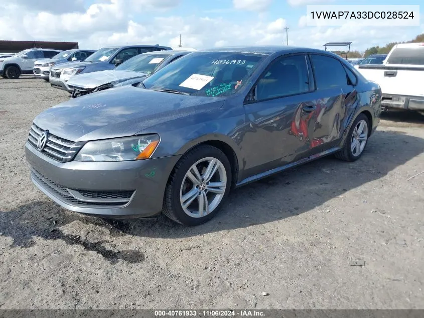 2013 Volkswagen Passat 2.5L S VIN: 1VWAP7A33DC028524 Lot: 40761933