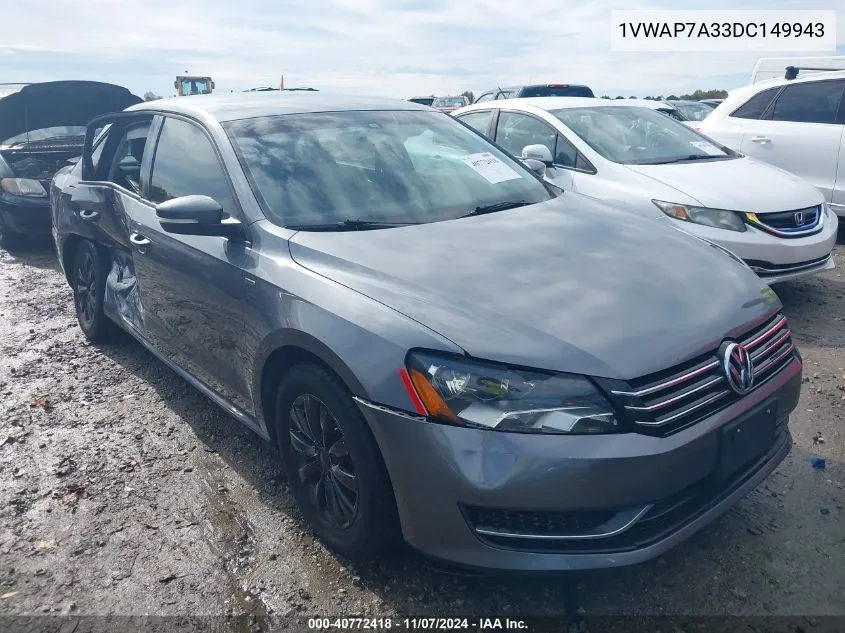 2013 Volkswagen Passat 2.5L Wolfsburg Edition VIN: 1VWAP7A33DC149943 Lot: 40772418