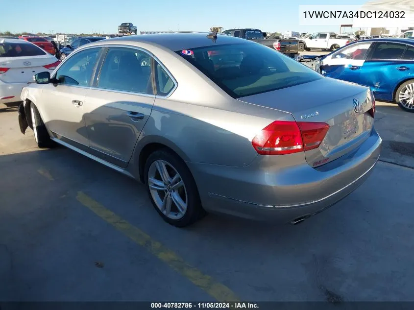 2013 Volkswagen Passat 2.0L Tdi Sel Premium VIN: 1VWCN7A34DC124032 Lot: 40782786