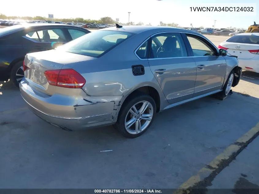 2013 Volkswagen Passat 2.0L Tdi Sel Premium VIN: 1VWCN7A34DC124032 Lot: 40782786