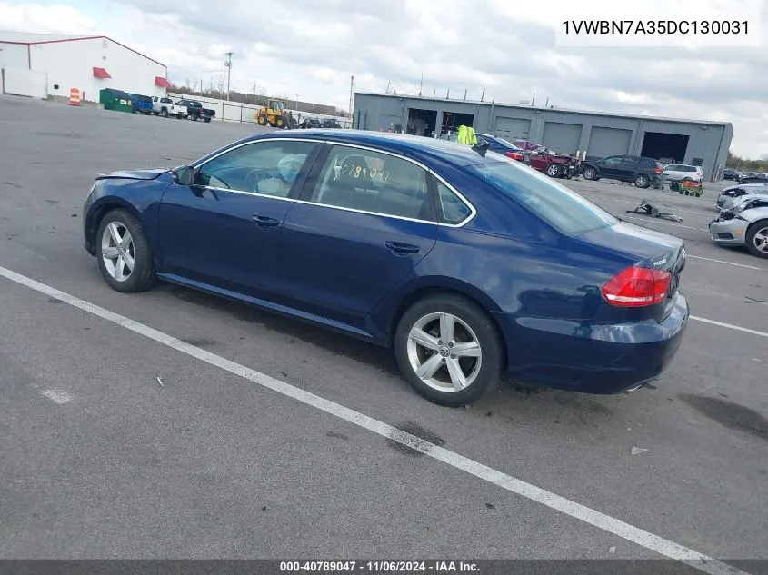 2013 Volkswagen Passat 2.0L Tdi Se VIN: 1VWBN7A35DC130031 Lot: 40789047