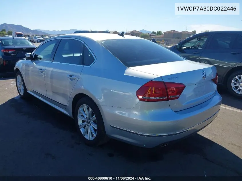 2013 Volkswagen Passat 2.5L Sel VIN: 1VWCP7A30DC022446 Lot: 40800610