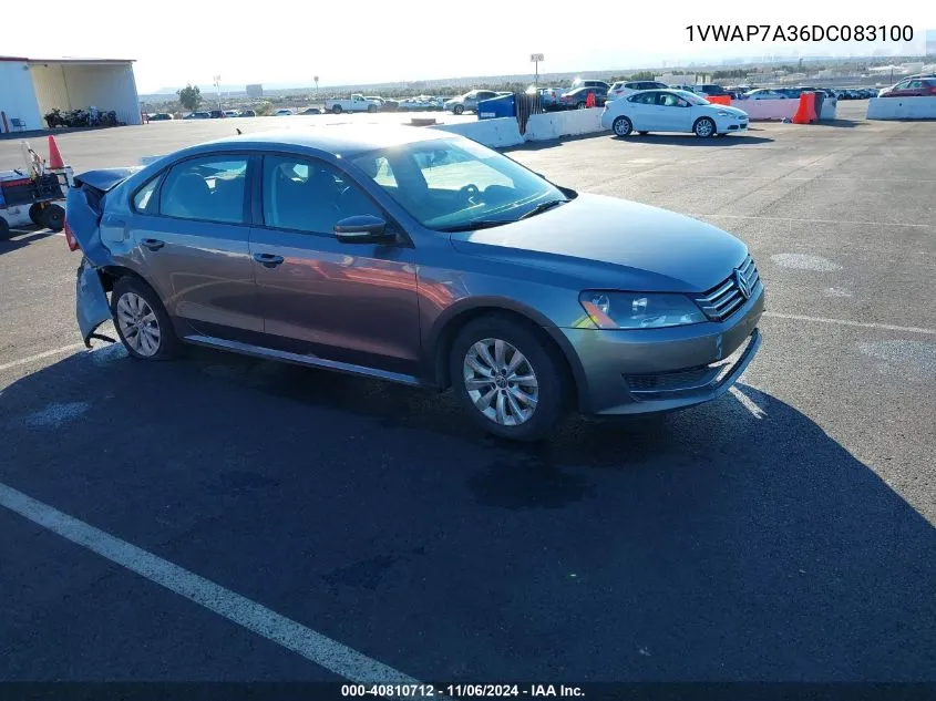 2013 Volkswagen Passat 2.5L S VIN: 1VWAP7A36DC083100 Lot: 40810712