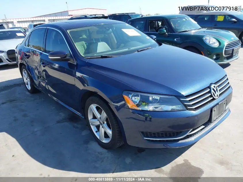 2013 Volkswagen Passat 2.5L Se VIN: 1VWBP7A3XDC077918 Lot: 40813889