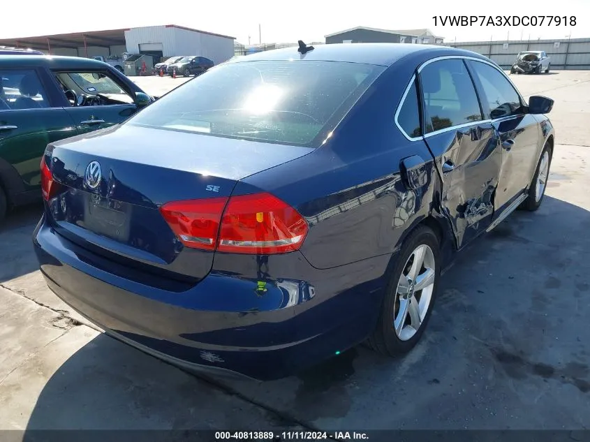 2013 Volkswagen Passat 2.5L Se VIN: 1VWBP7A3XDC077918 Lot: 40813889