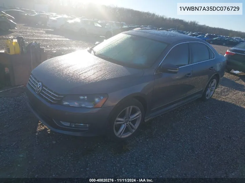 2013 Volkswagen Passat 2.0L Tdi Se VIN: 1VWBN7A35DC076729 Lot: 40820276