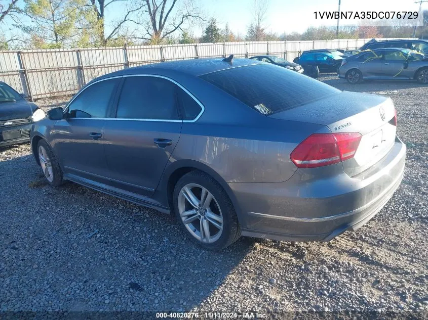 2013 Volkswagen Passat 2.0L Tdi Se VIN: 1VWBN7A35DC076729 Lot: 40820276