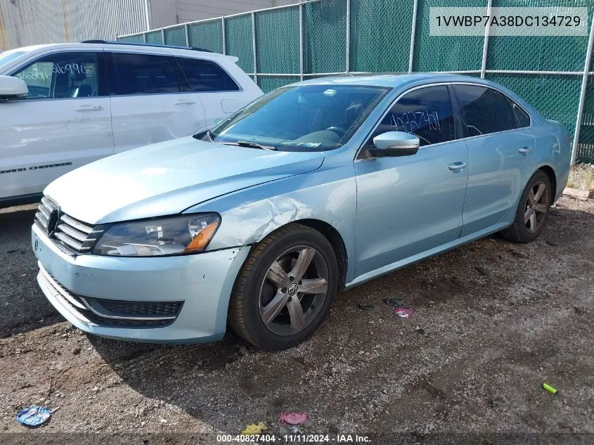 2013 Volkswagen Passat Se W/Sunroof Nav VIN: 1VWBP7A38DC134729 Lot: 40827404