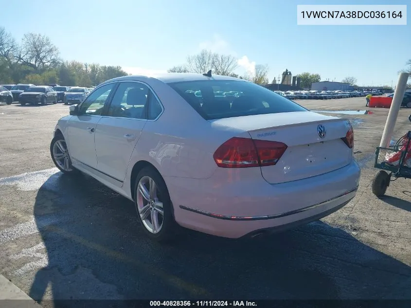 2013 Volkswagen Passat 2.0L Tdi Sel Premium VIN: 1VWCN7A38DC036164 Lot: 40828356