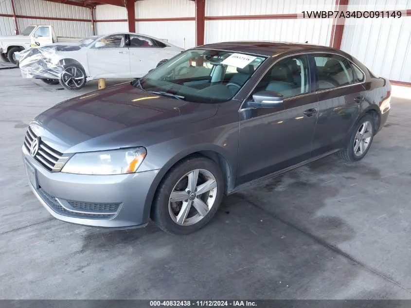 2013 Volkswagen Passat 2.5L Se VIN: 1VWBP7A34DC091149 Lot: 40832438