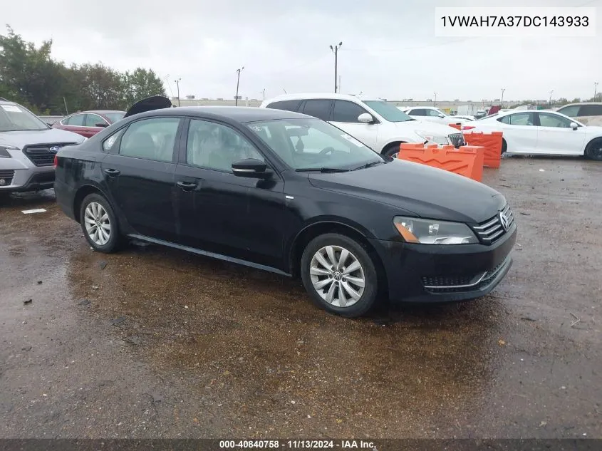 2013 Volkswagen Passat 2.5L Wolfsburg Edition VIN: 1VWAH7A37DC143933 Lot: 40840758