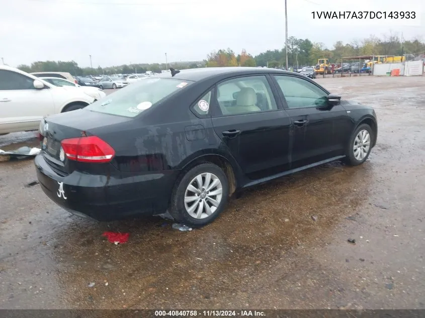 2013 Volkswagen Passat 2.5L Wolfsburg Edition VIN: 1VWAH7A37DC143933 Lot: 40840758