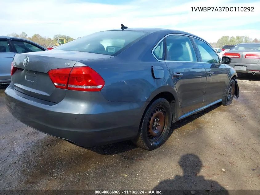 1VWBP7A37DC110292 2013 Volkswagen Passat 2.5L Se