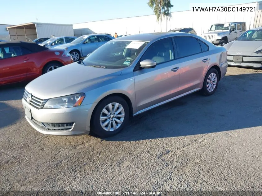 2013 Volkswagen Passat 2.5L Wolfsburg Edition VIN: 1VWAH7A30DC149721 Lot: 40861002