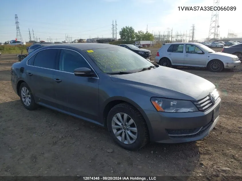 2014 Volkswagen Passat VIN: 1VWAS7A33EC066089 Lot: 12074345