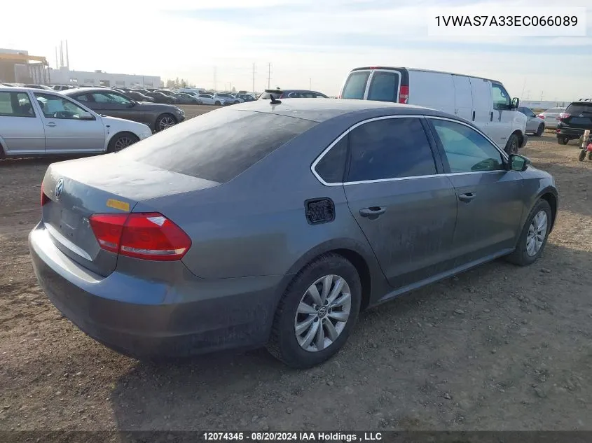 2014 Volkswagen Passat VIN: 1VWAS7A33EC066089 Lot: 12074345