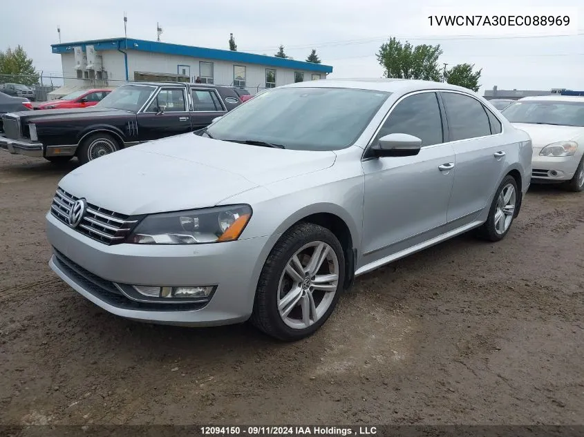 2014 Volkswagen Passat VIN: 1VWCN7A30EC088969 Lot: 12094150