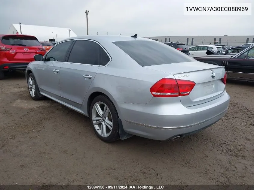 2014 Volkswagen Passat VIN: 1VWCN7A30EC088969 Lot: 12094150