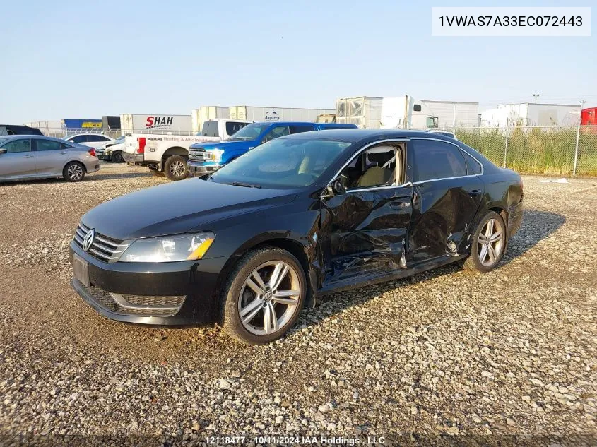 2014 Volkswagen Passat VIN: 1VWAS7A33EC072443 Lot: 12118477