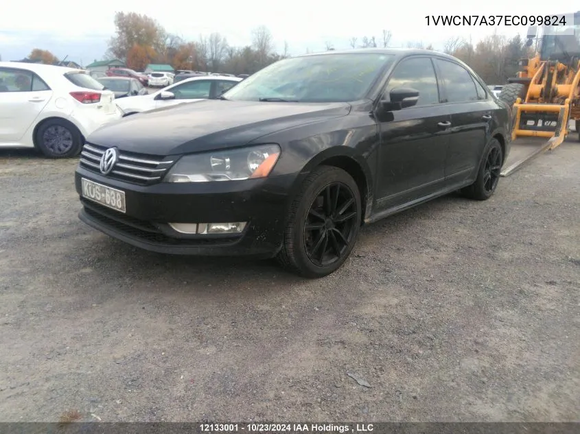 2014 Volkswagen Passat Sel VIN: 1VWCN7A37EC099824 Lot: 12133001