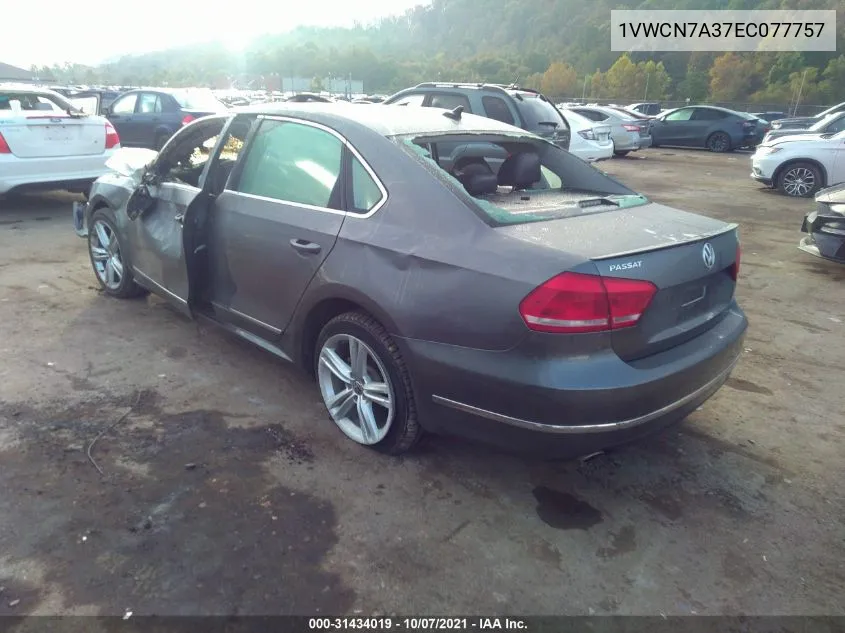 2014 Volkswagen Passat 2.0L Tdi Sel Premium VIN: 1VWCN7A37EC077757 Lot: 31434019