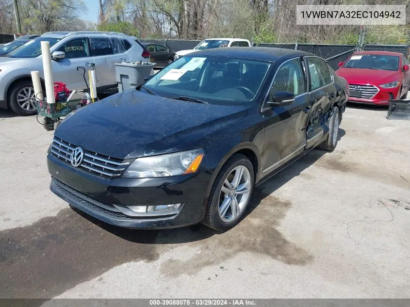 1VWBN7A32EC104942 2014 Volkswagen Passat 2.0L Tdi Se