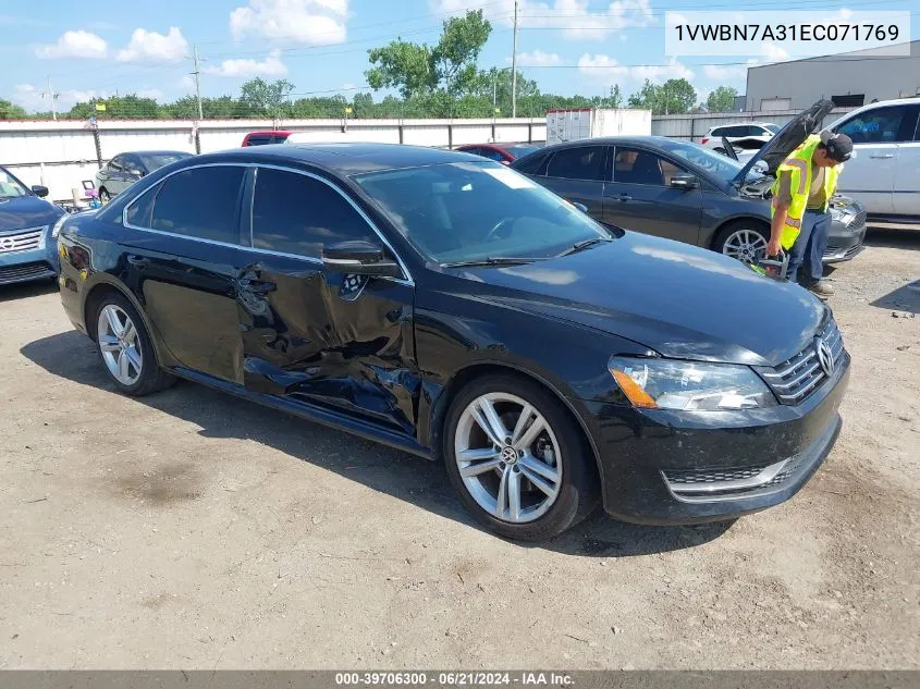 2014 Volkswagen Passat 2.0L Tdi Se VIN: 1VWBN7A31EC071769 Lot: 39706300