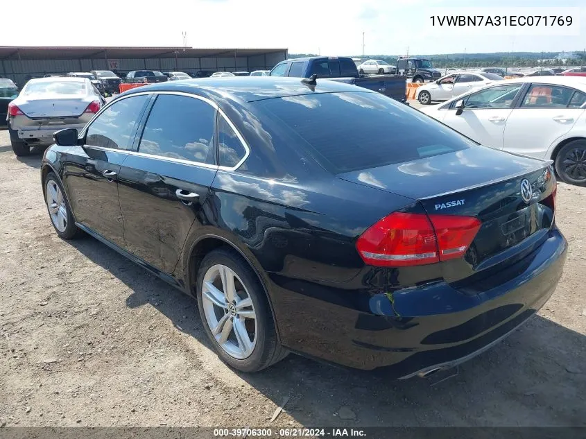 2014 Volkswagen Passat 2.0L Tdi Se VIN: 1VWBN7A31EC071769 Lot: 39706300